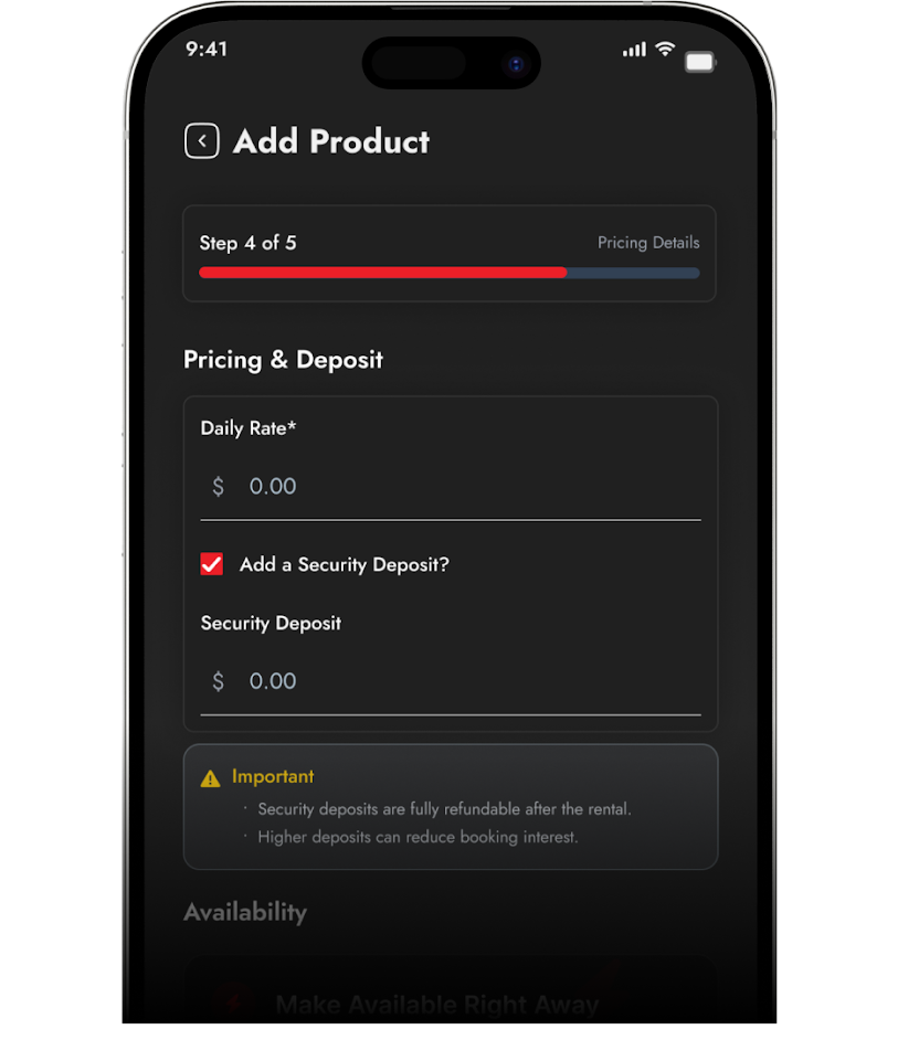 Local Locker app — Price it, mark your dates